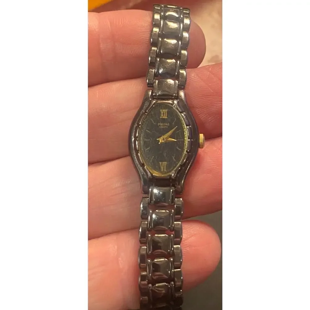 Women's 17mm Gun Metal Tone Pulsar Watch, V810-6040